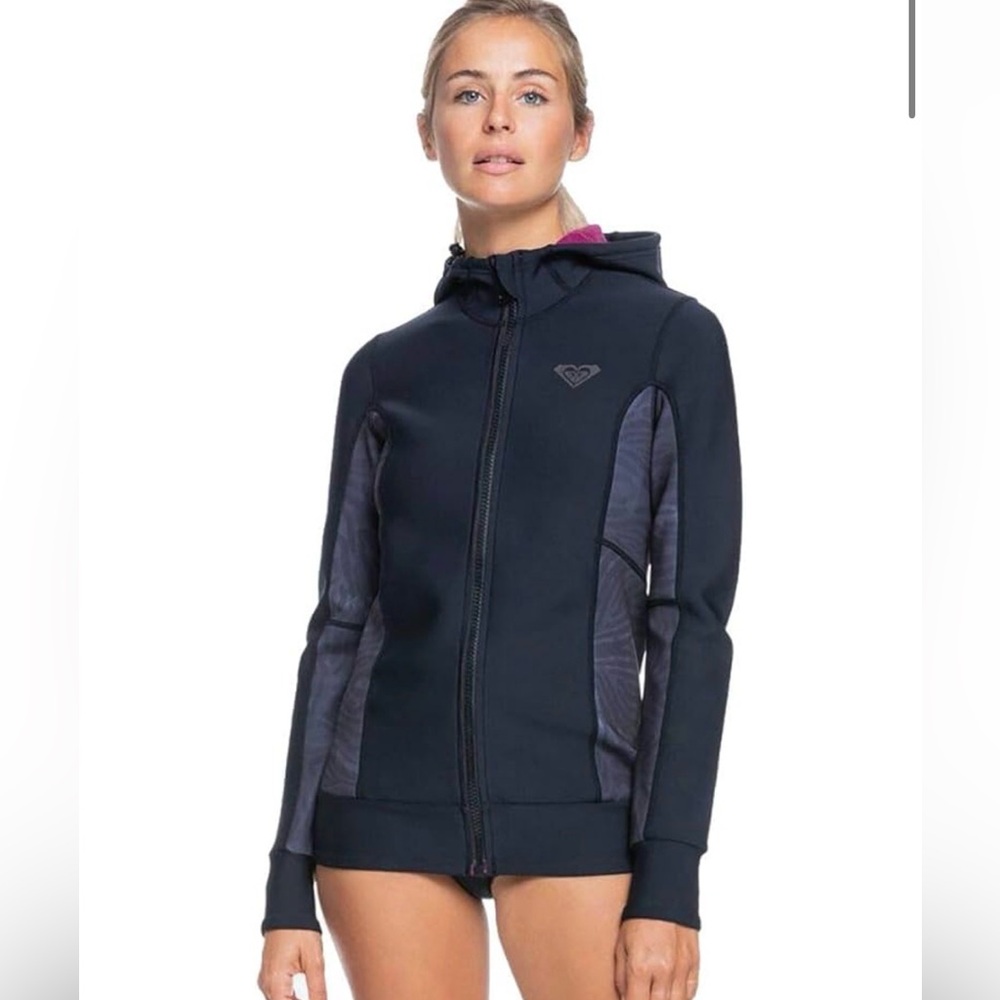 Roxy Womens 1.0 Syncro Paddle Front Zip Hooded Jacket FLT Wetsuit Top